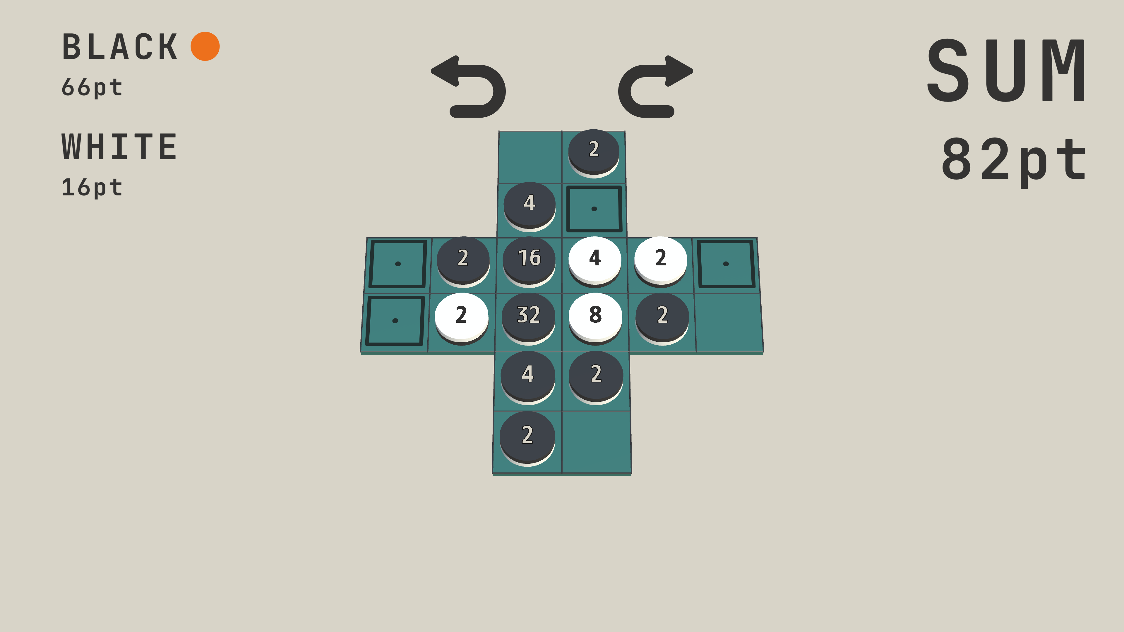 REVERSI 2048 ハイスコアアタックのプレイ画面